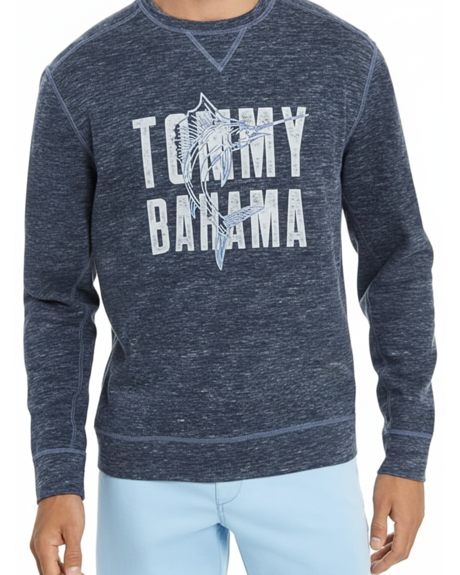 TOMMY BAHAMA - Mens Navy Heather Classic Fit Pullover Sweater
