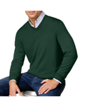 CLUB ROOM - Mens Sweater Ribbed Trim Knit V-Neck Pullover