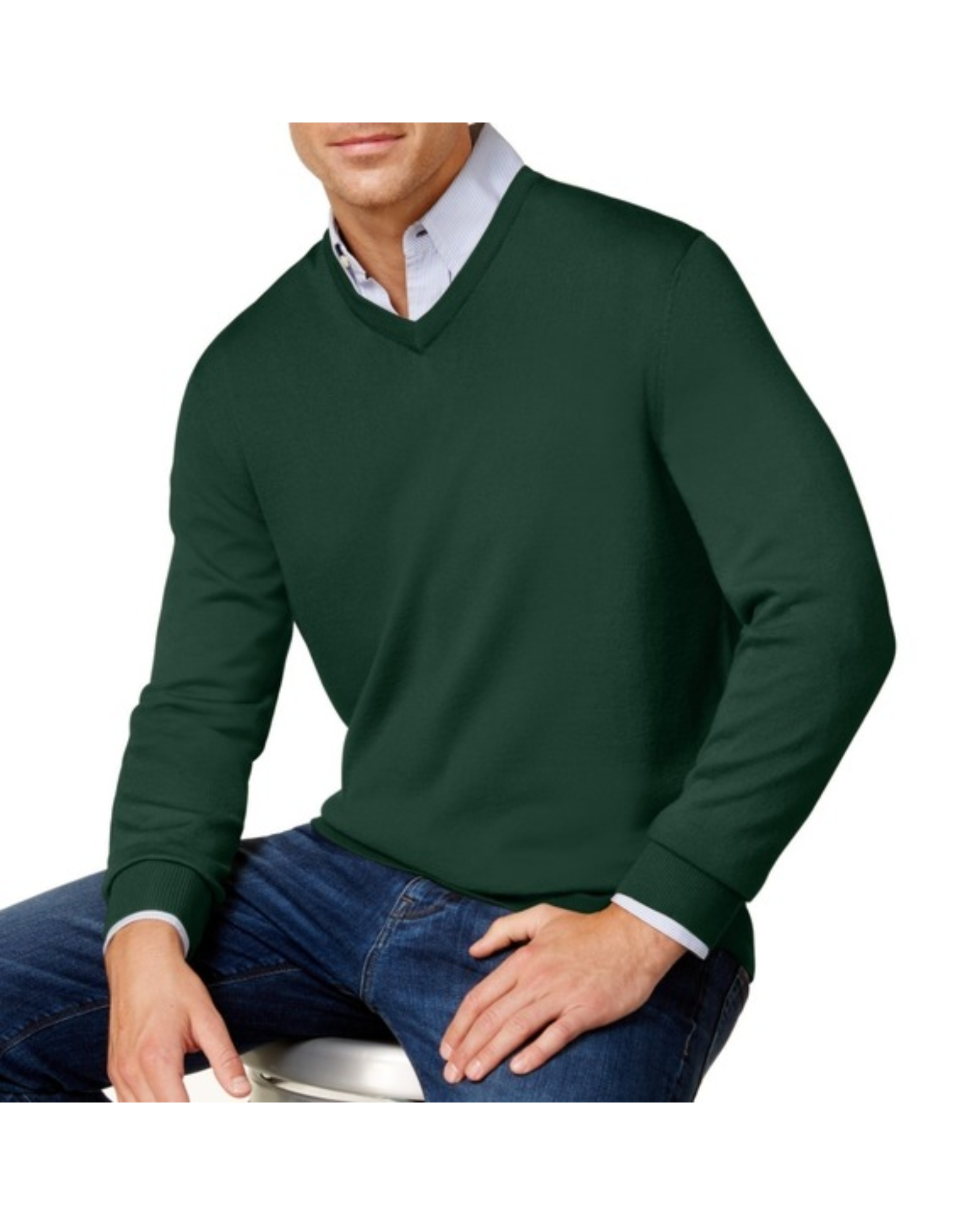 CLUBROOM - Mens Sweater Small Ribbed Trim Knit V-Neck Pullover