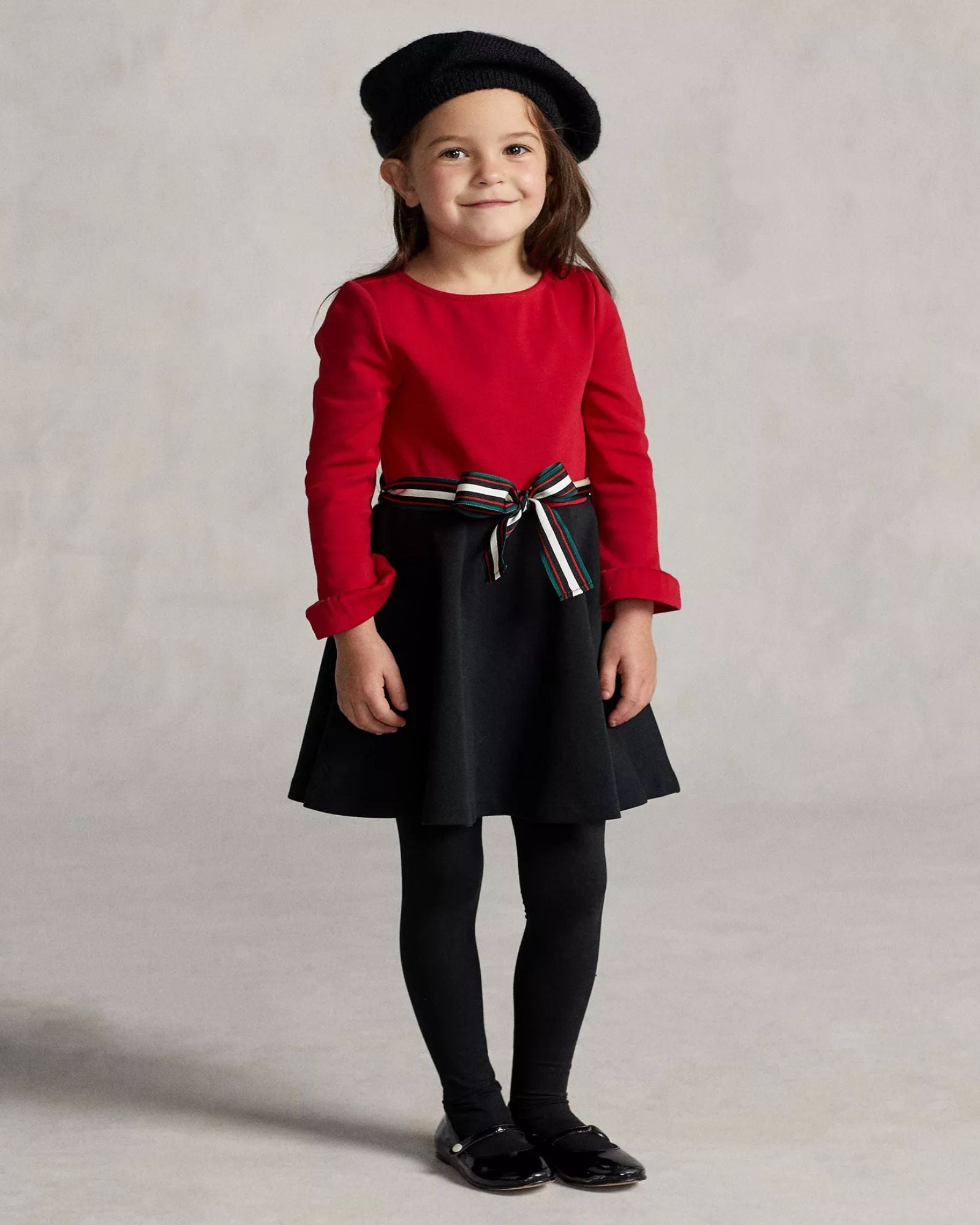 POLO RALPH LAUREN -Toddler Girls Two-Tone Stretch Ponte Dress