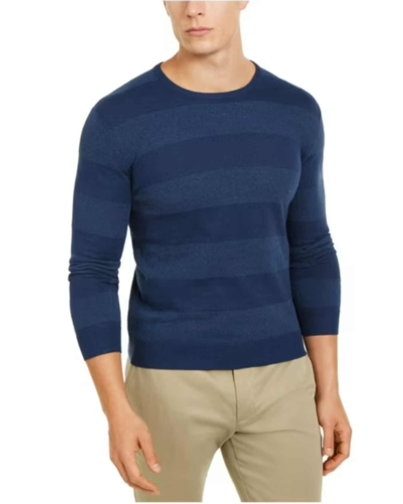 TASSO ELBA - Mens Striped Cozy Sweater Navy