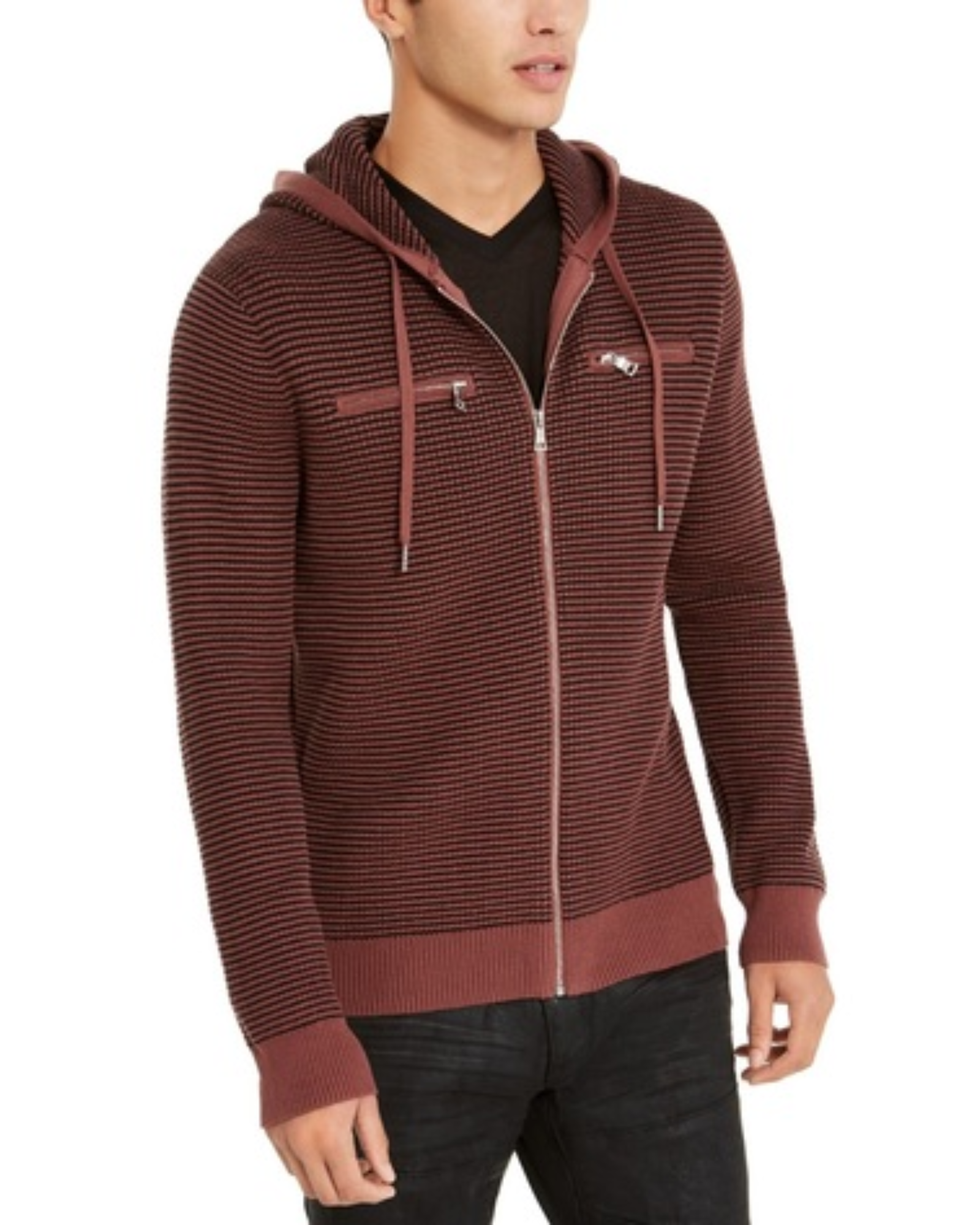 INC - Men's Maroon Zip up Cotton Jacket