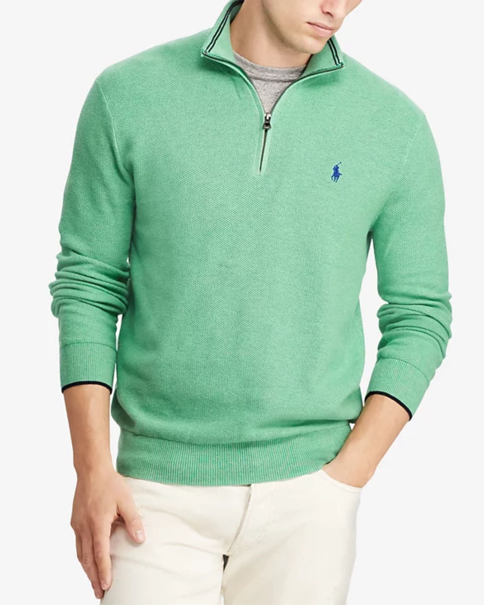 POLO RALPH LAUREN - Mesh Quarter-Zip Sweater