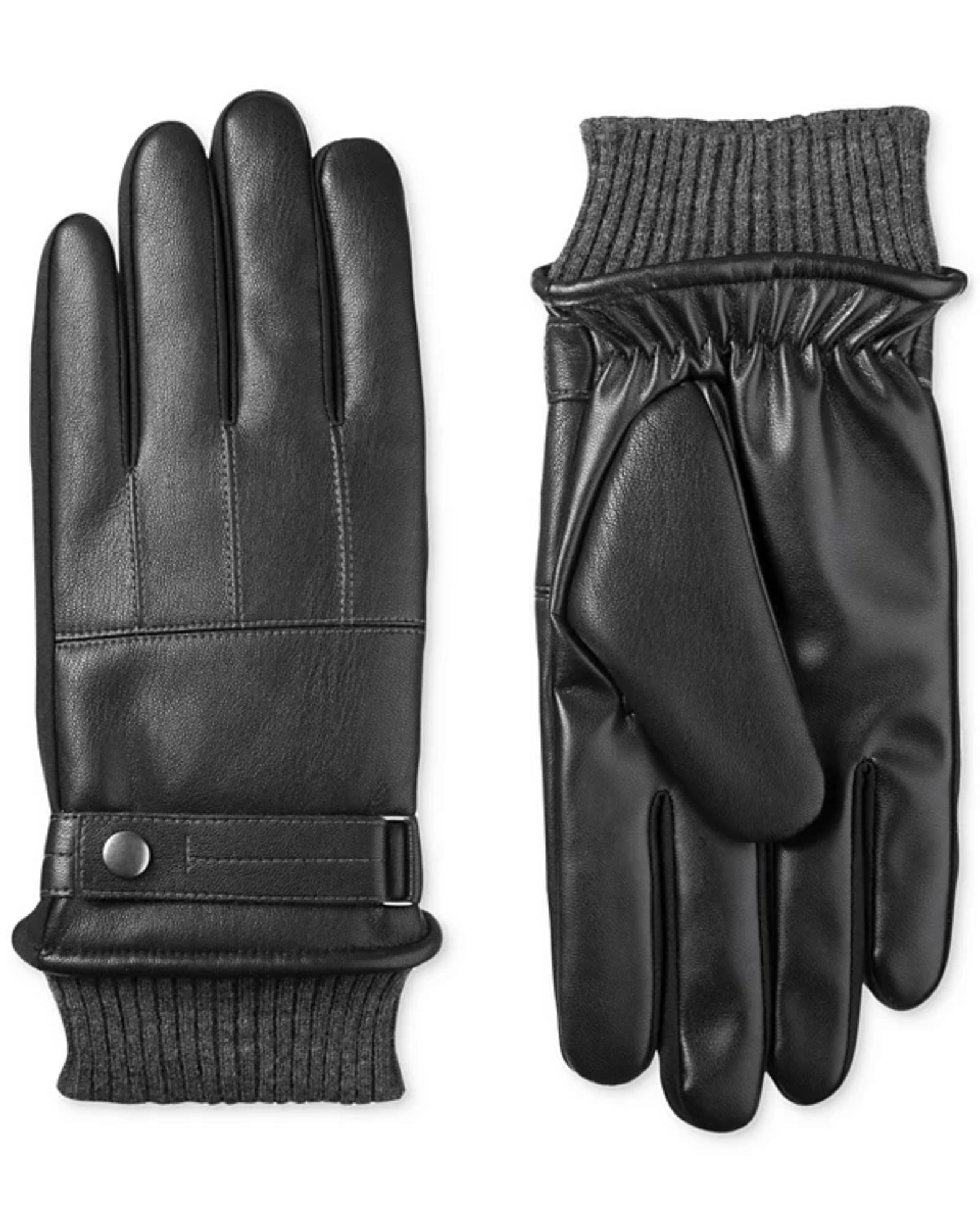 ISOTONER SIGNATURE - Men's Insulated Faux-Leather Touchscreen Gloves