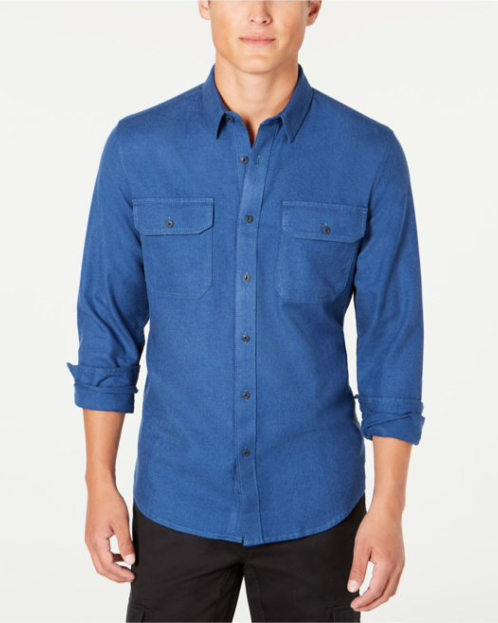 AMERICAN RAG -  Mens Blue Classic Fit Casual Shirt