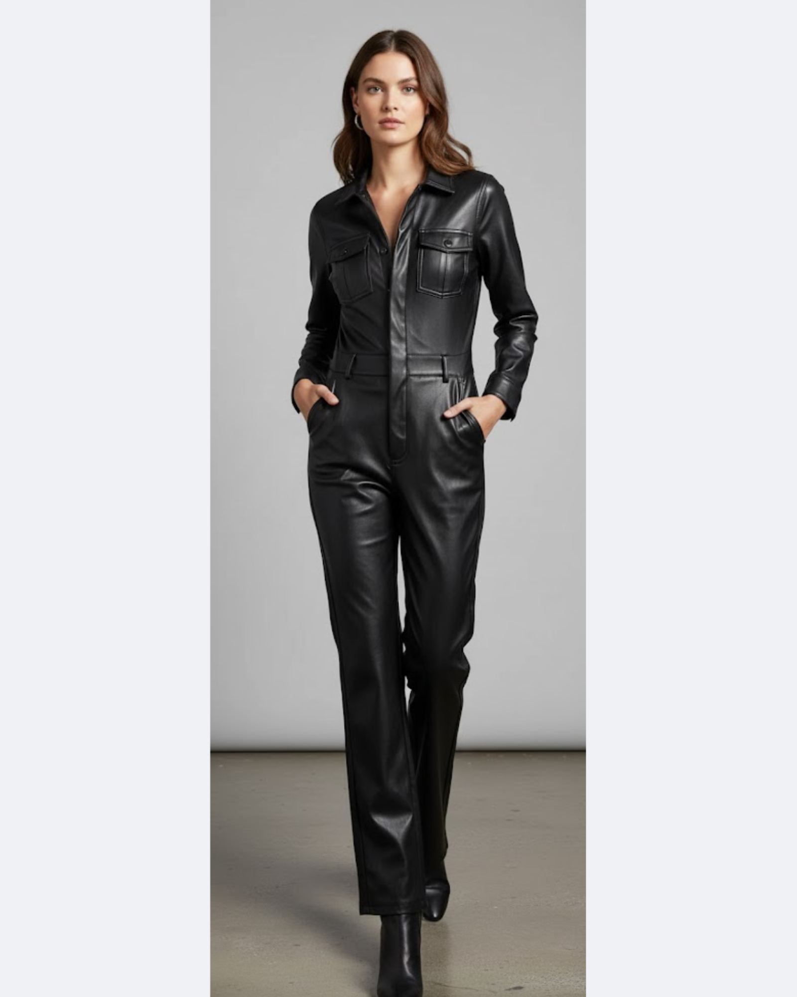PULL & BEAR - Black Faux Leather Jumpsuit