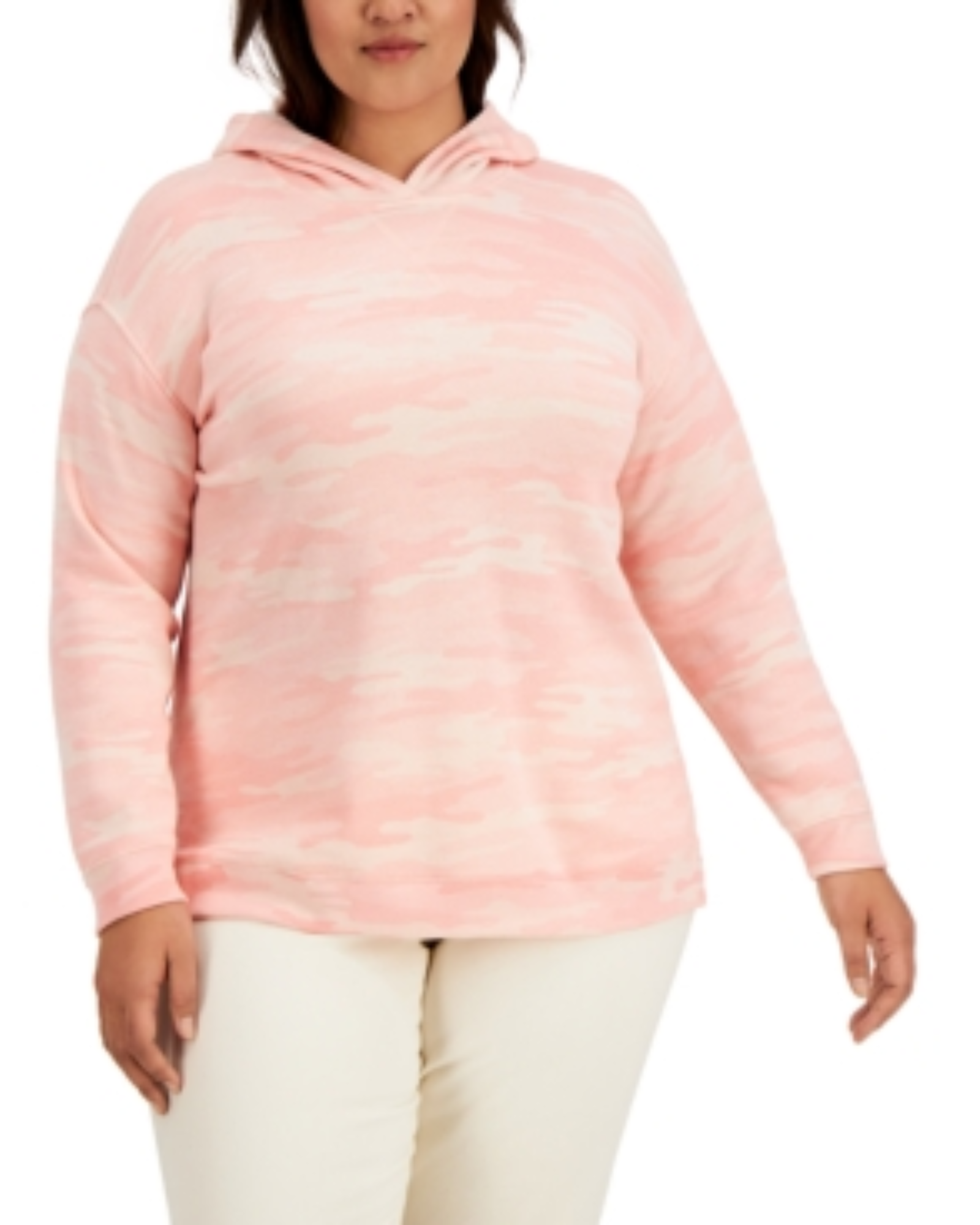 STYLE & CO. - Cotton Blend Ribbed Camouflage Hoodie
