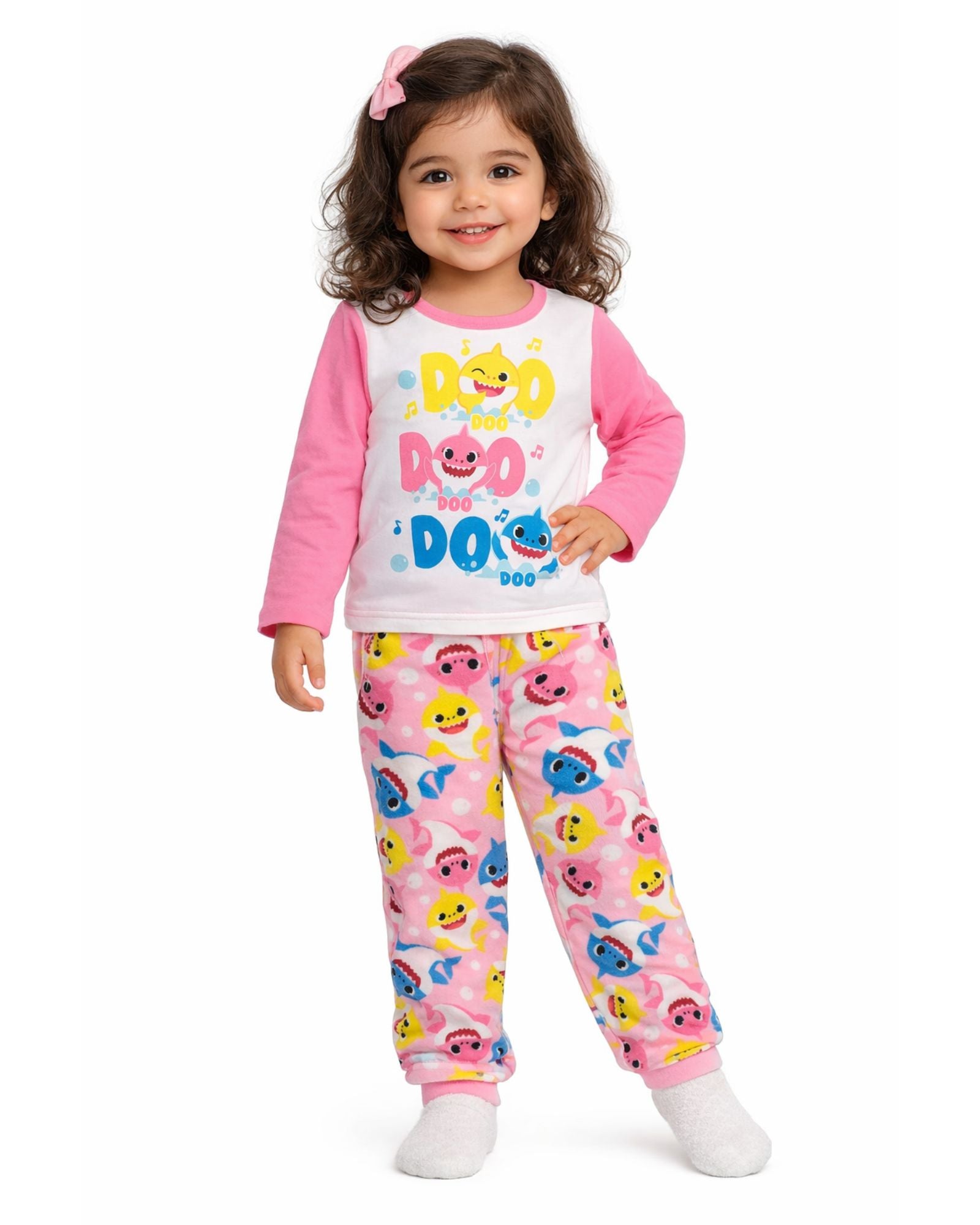 NICKELODEON - Girls' Baby Shark Pink Fleece Pajama Set