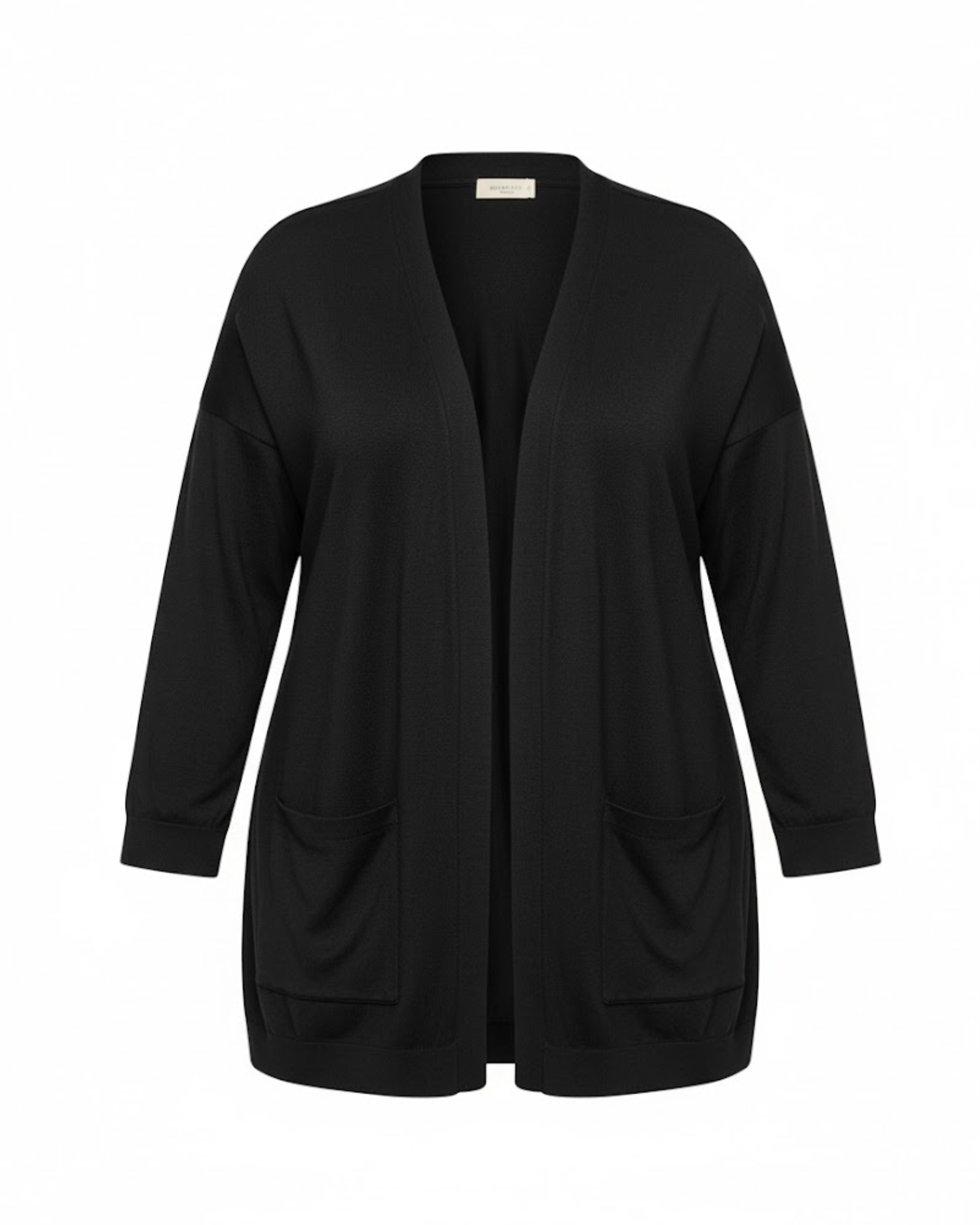 STYLE & CO. - Plus Size Deep Black Rayon-Blend V-Neck Cardigan