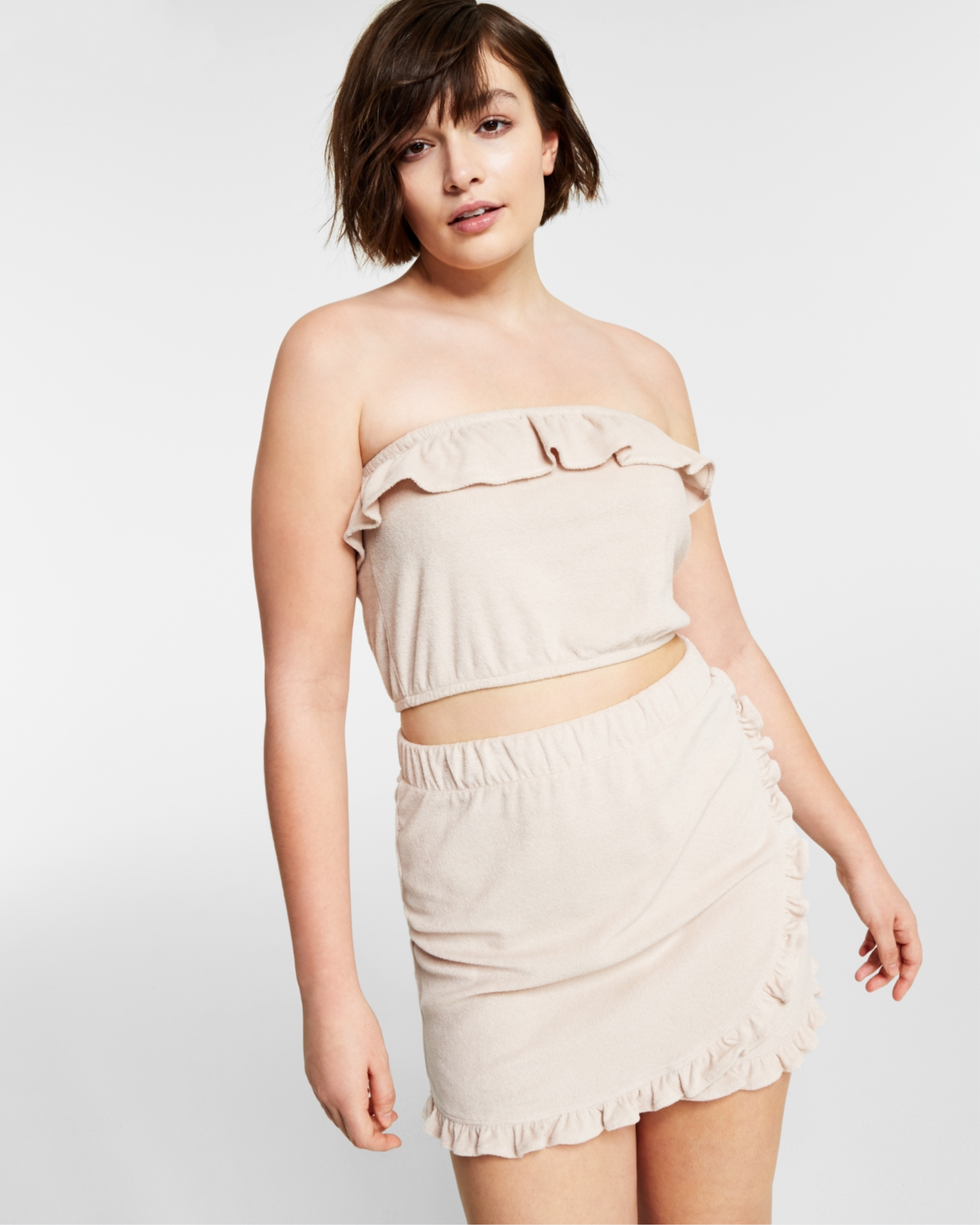 BAR III - Women's Terry Ruffled Tube Top