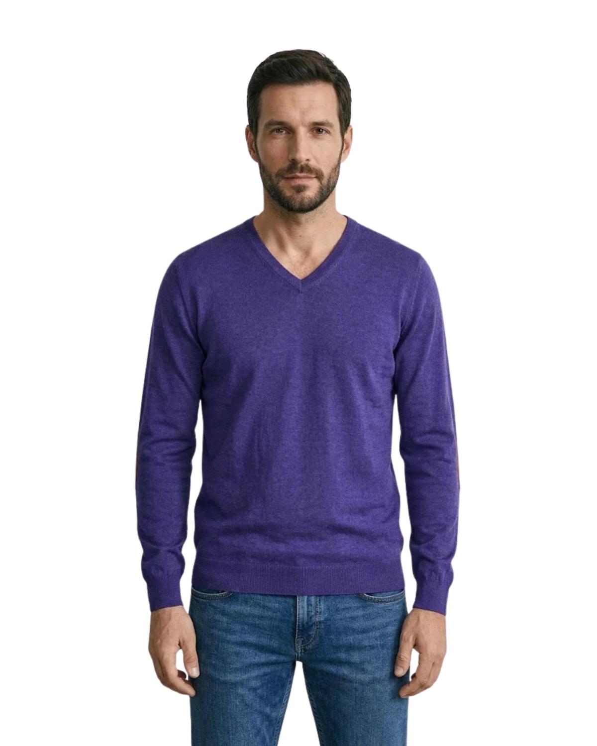 MASSIMO DUTTI - Men's Cotton-Silk Blend V-Neck Knit Sweater