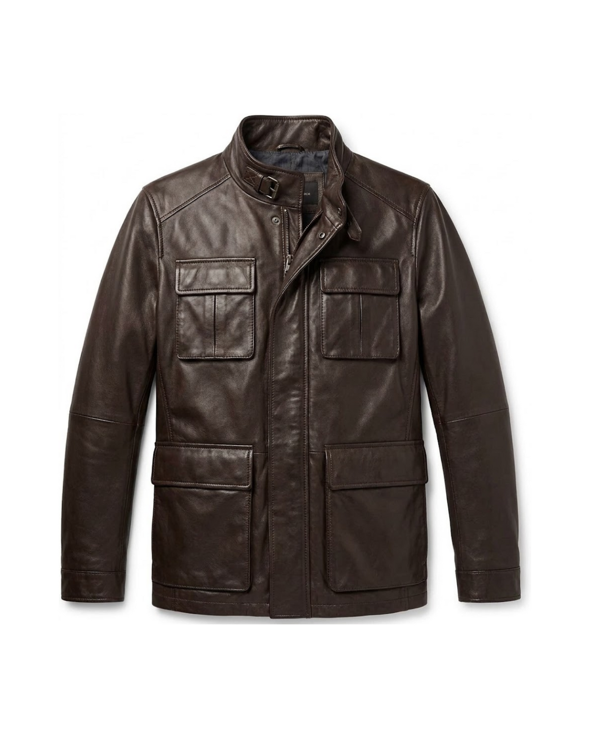 MASSIMO DUTTI - Men’s Dark Brown Premium Sheep Leather Field Jacket (Quilted Lining)