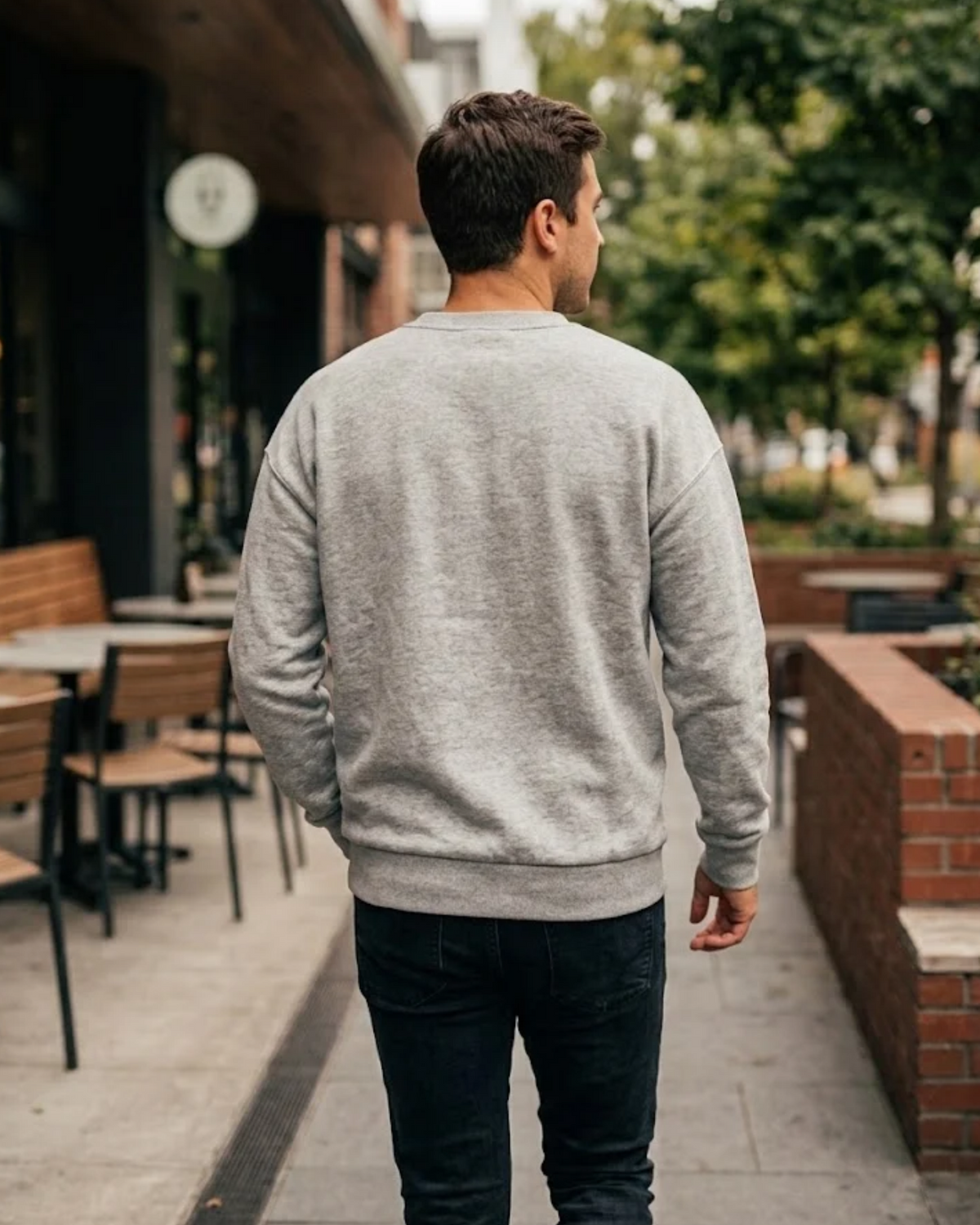 PULL&BEAR - Grey "GROWN UP" Graphic Fleece Sweatshirt