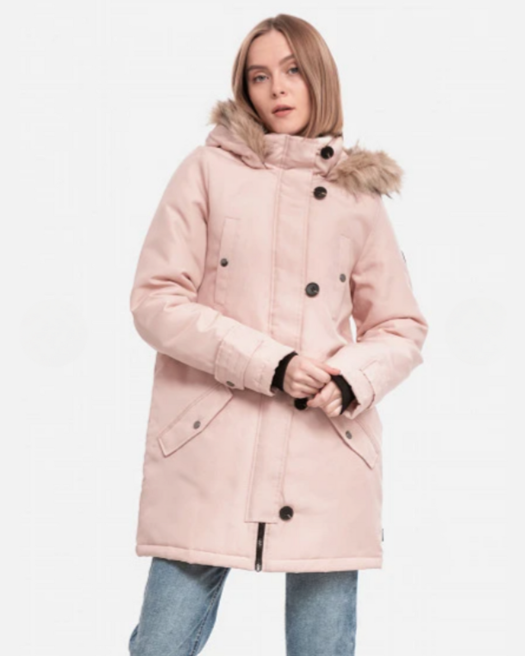 VERO MODA - Pink Detachable Faux-Fur Winter Parka