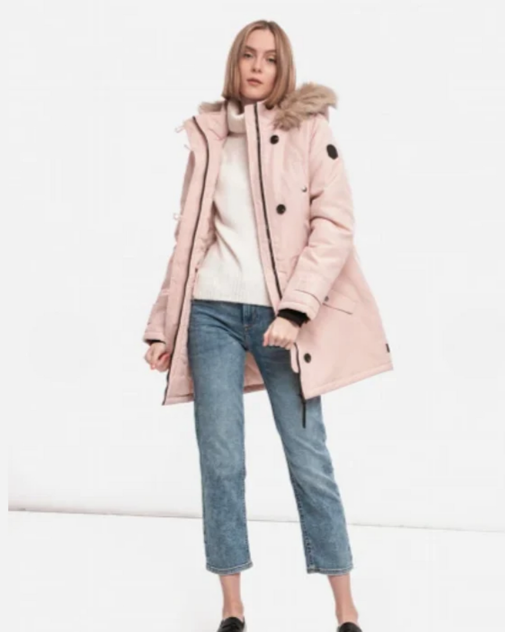 VERO MODA - Pink Detachable Faux-Fur Winter Parka