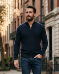 MASSIMO DUTTI - Men's Cotton-Cashmere Cable-Knit Zip Cardigan