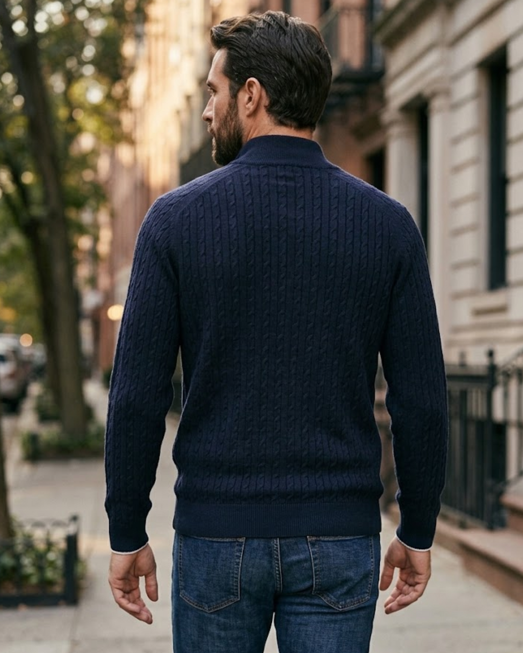MASSIMO DUTTI - Men's Cotton-Cashmere Cable-Knit Zip Cardigan