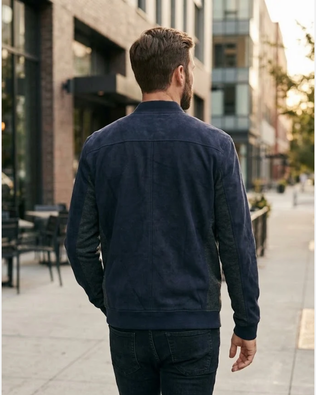 MASSIMO DUTTI - Men's Full-Zip Bomber Jacket with Contrast Panels