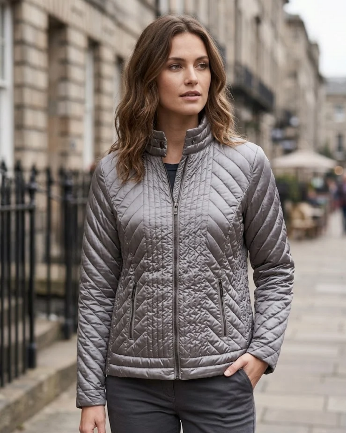 CHARLES Vögele - Women’s Lightweight Metallic Gray Jacket