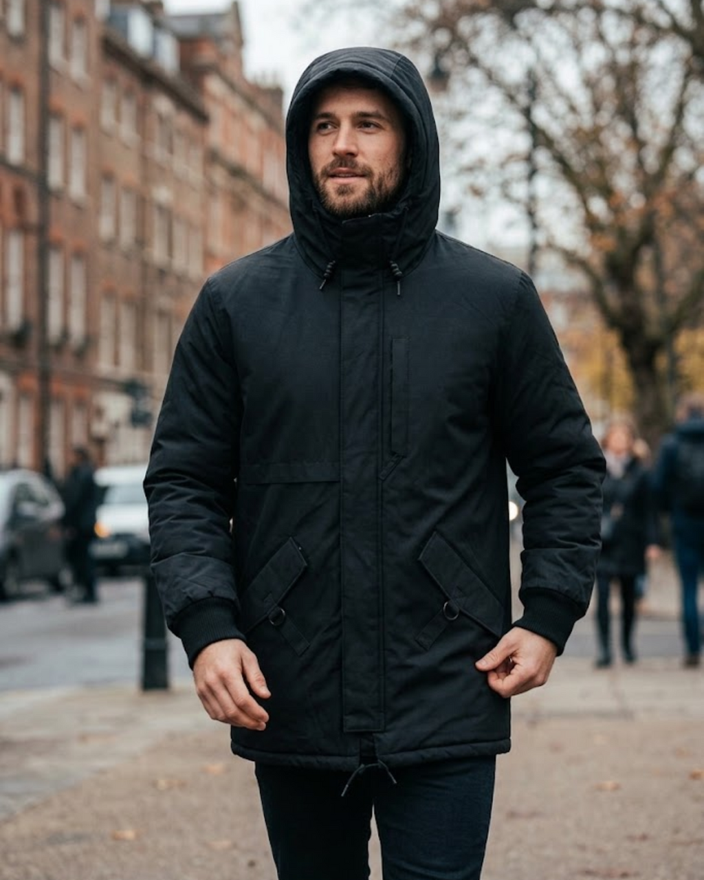 PULL & BEAR - Men’s Padded Hooded Utility Parka Jacket
