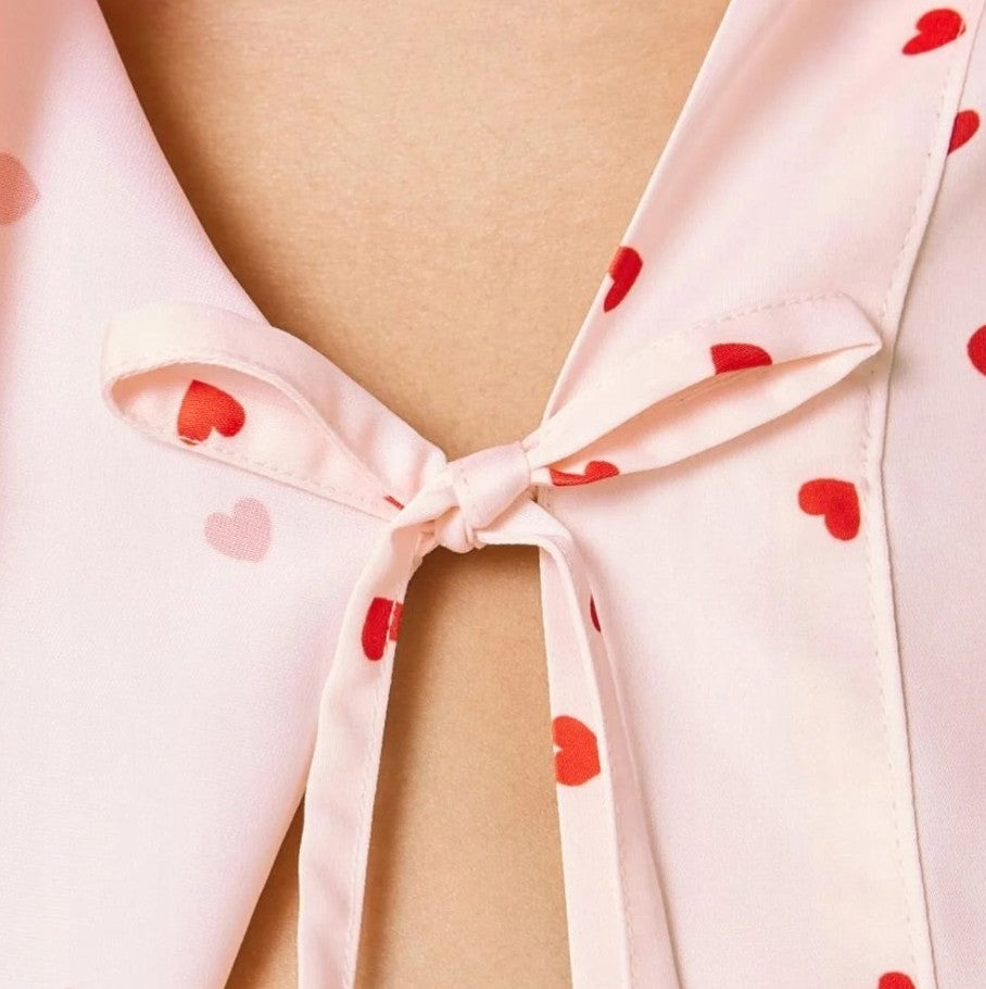 ESMARA - Women’s Satin Heart Print Kimono Robe