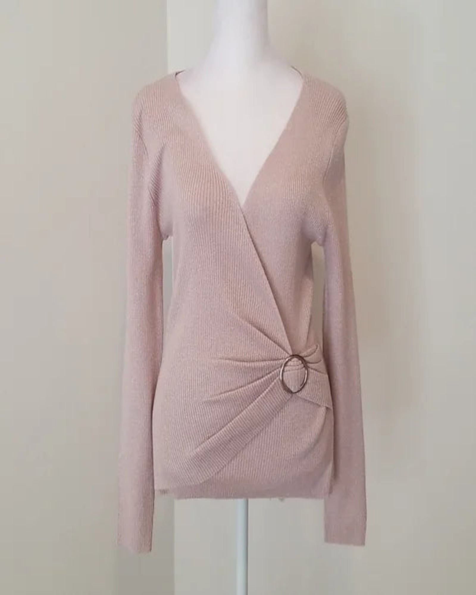 INC International Concepts - Lurex V-Neck Buckle Sweater