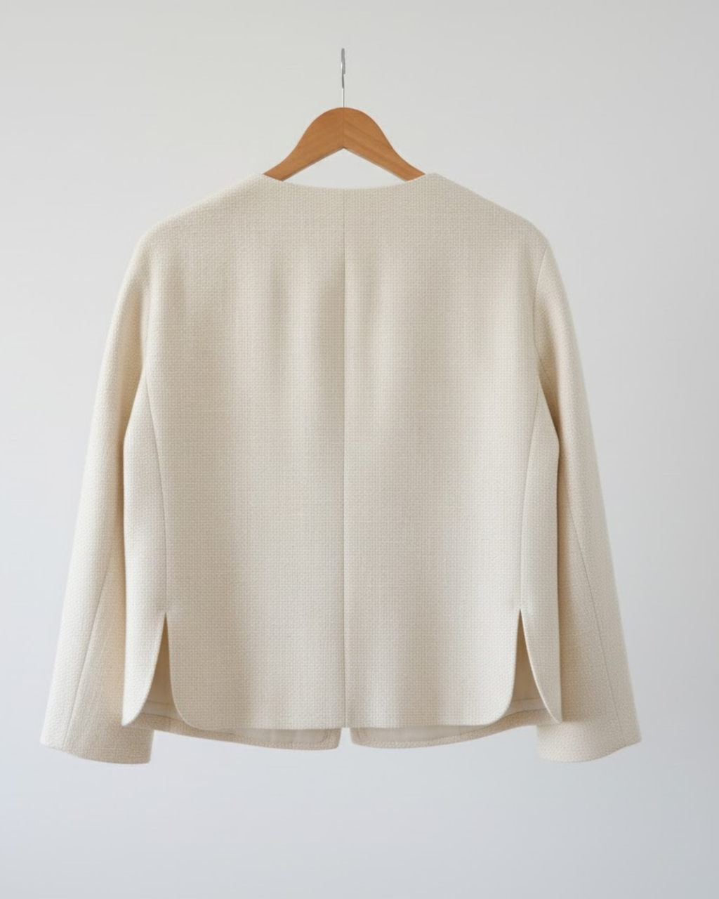 MASSIMO DUTTI - Cream Cotton Blend Collarless Jacket