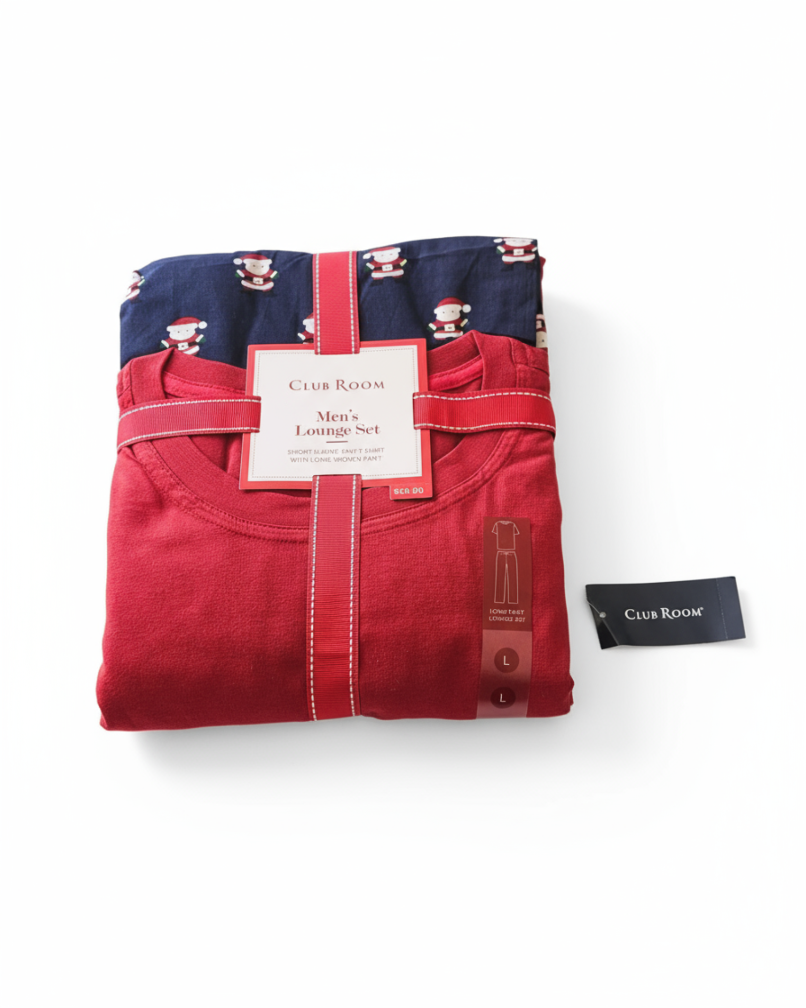 CLUB ROOM - Men Solid Top & Santa Bottom Pajama Set