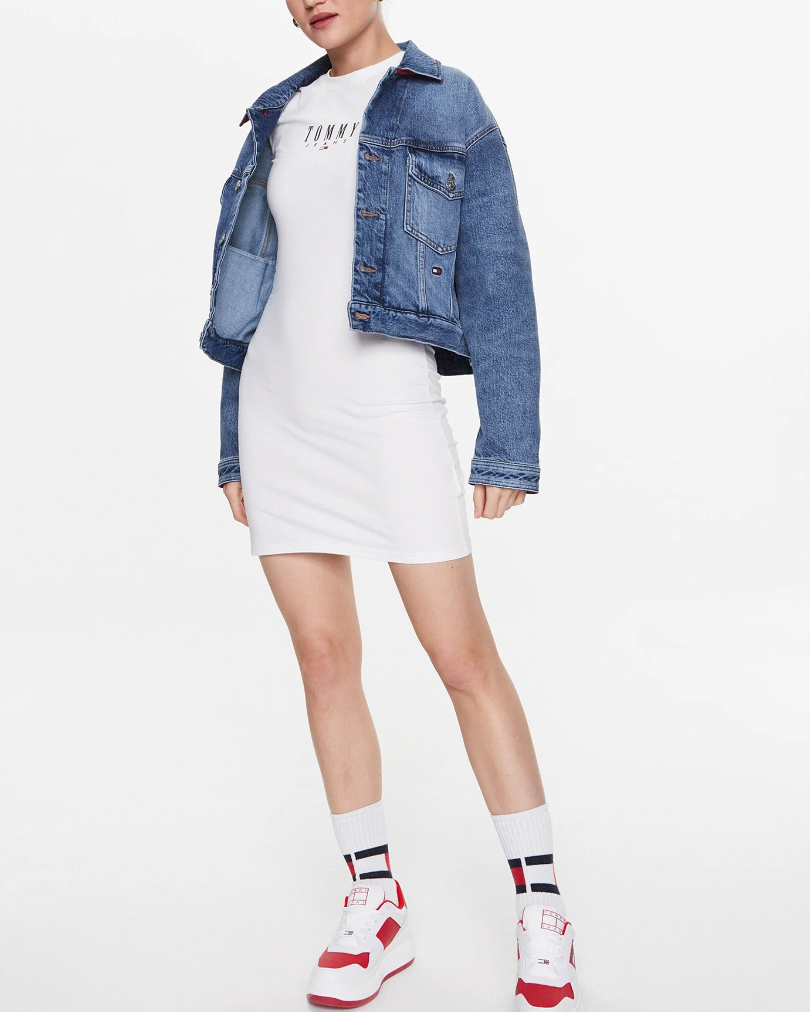 TOMMY JEANS - Fitted Creme White Mini Dress