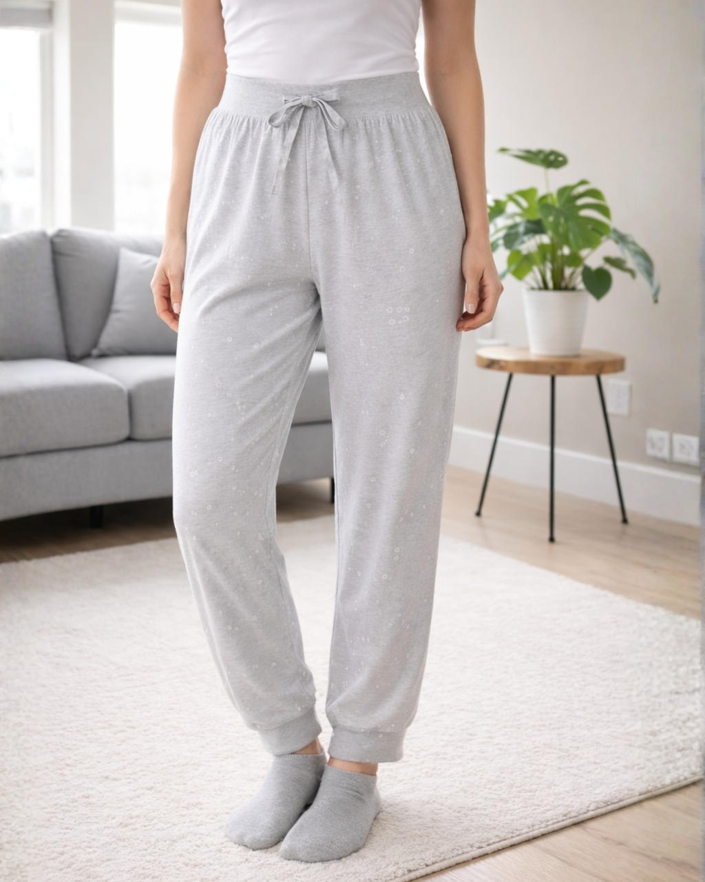 Person wearing gray sweatpants