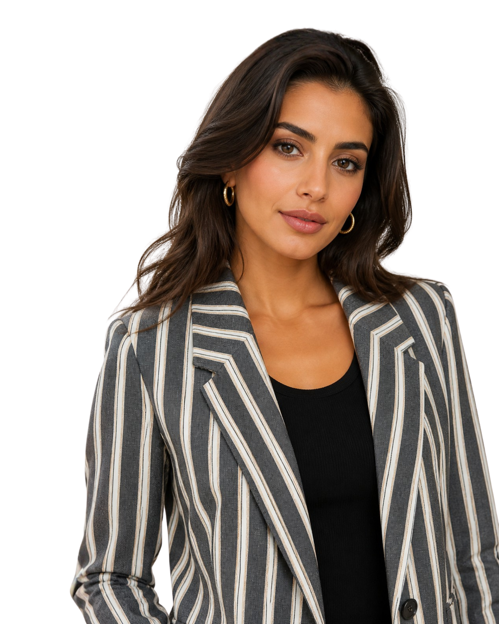 women wearing a blazer with a basic black top