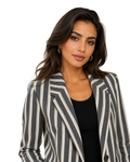 women wearing a blazer with a basic black top