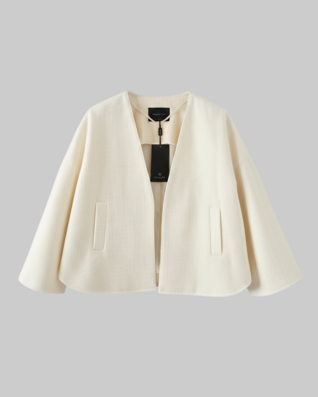 MASSIMO DUTTI - Cream Cotton Blend Collarless Jacket