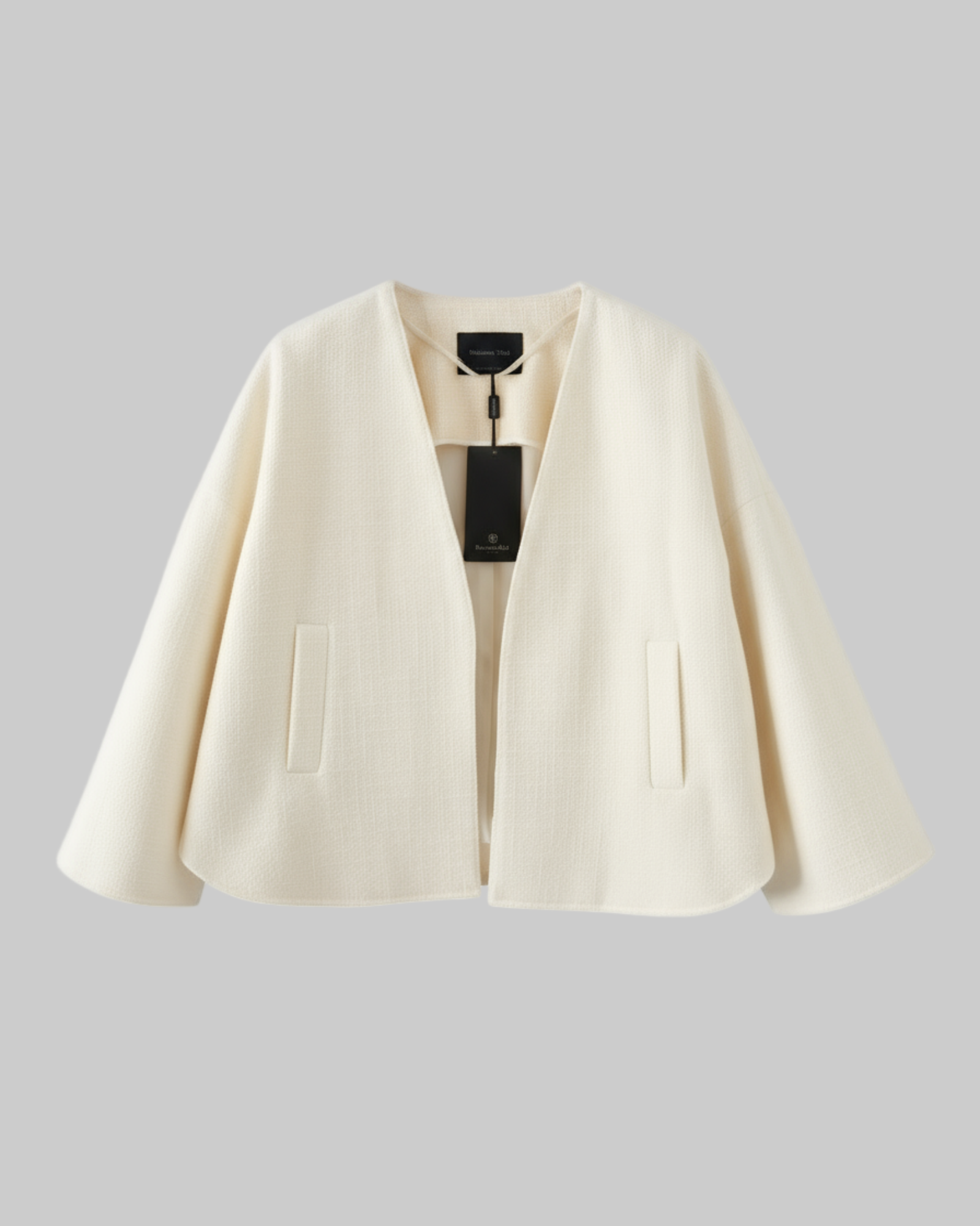MASSIMO DUTTI - Cream Cotton Blend Collarless Jacket