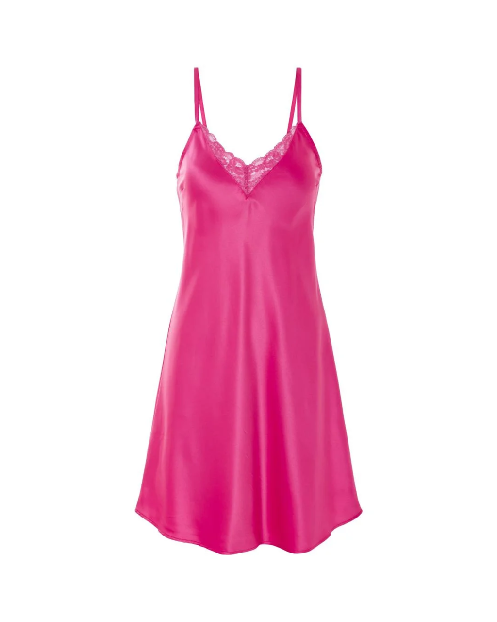 Pink satin nightgown on a white background