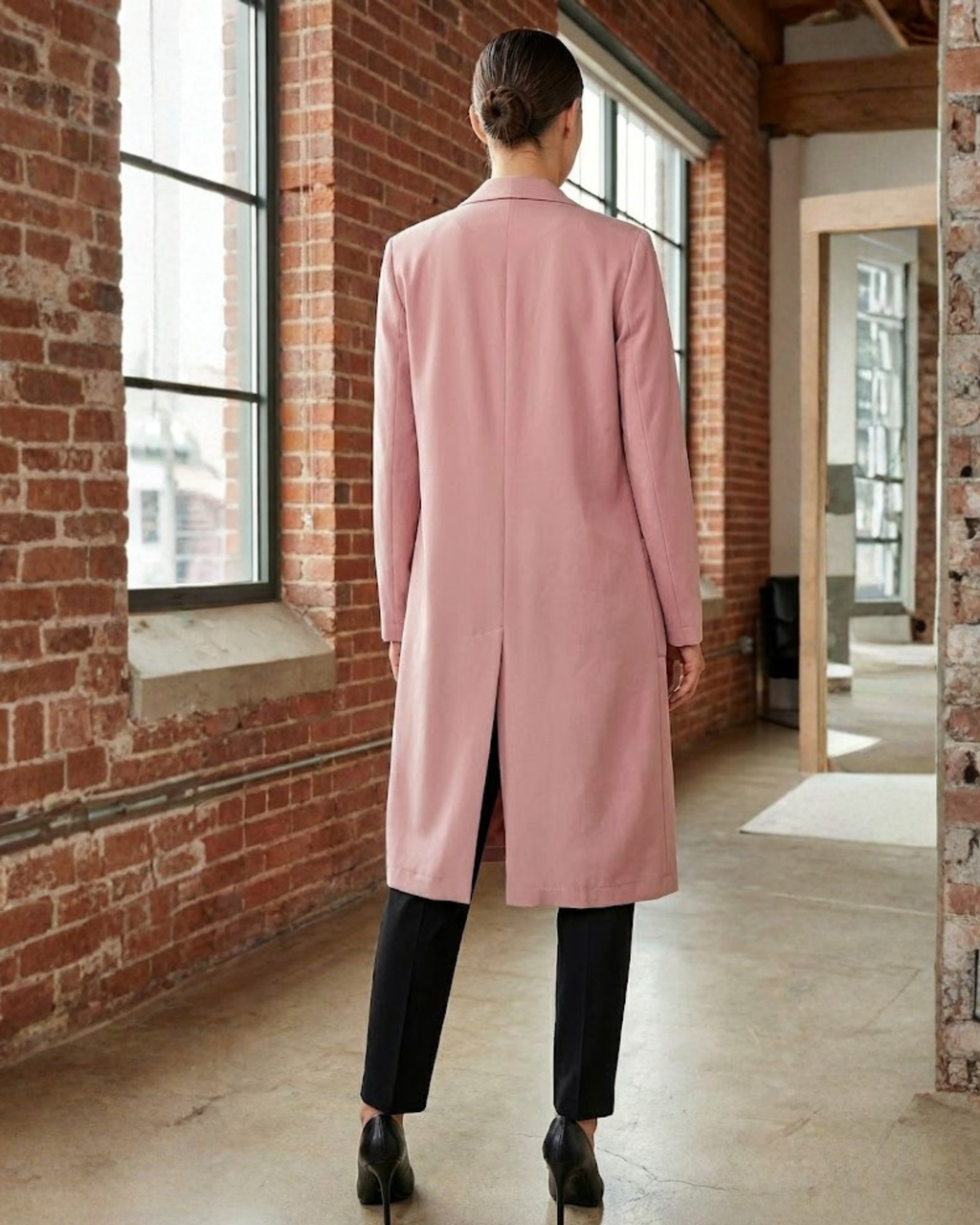 Person wearing a pink coat