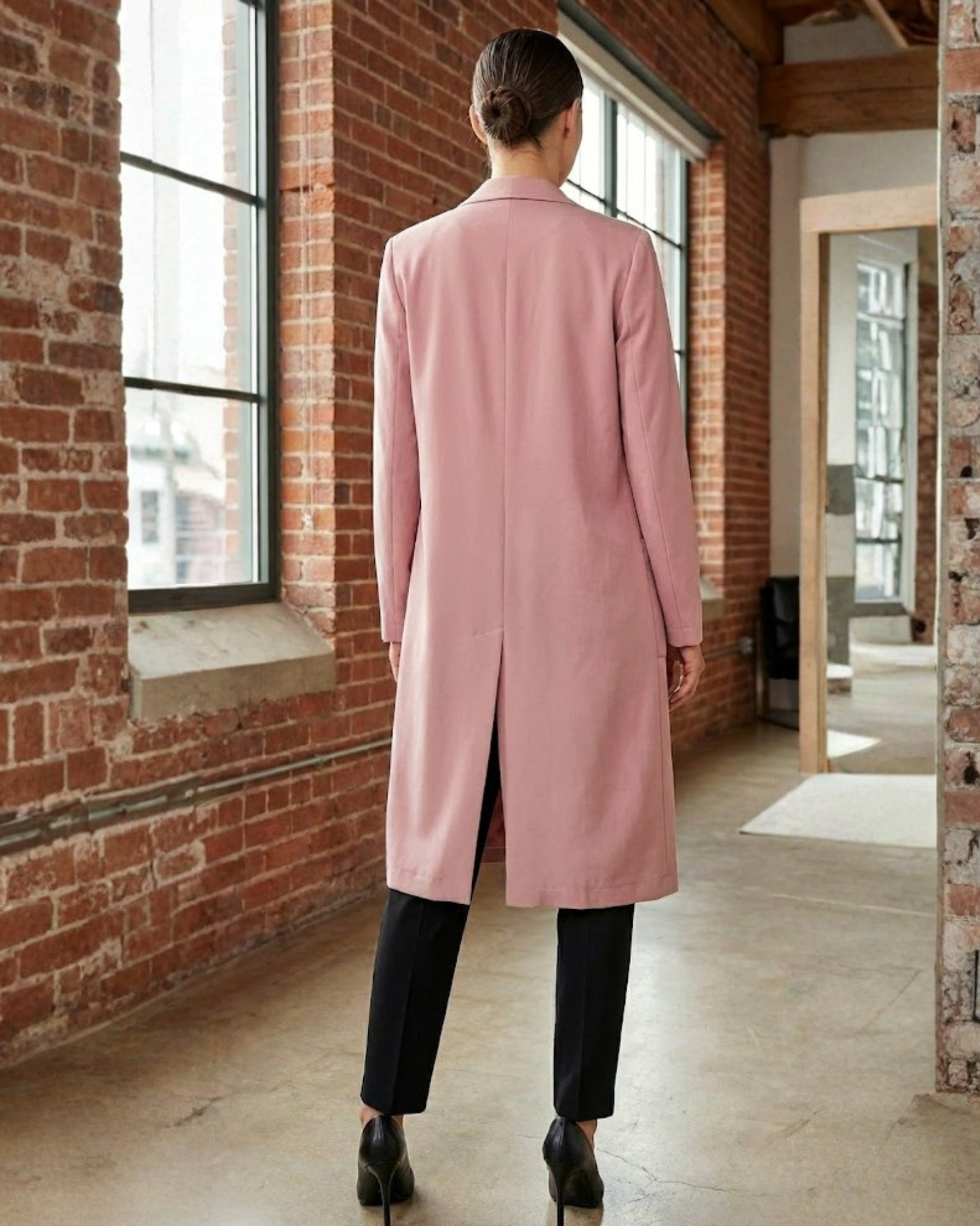 Person wearing a pink coat