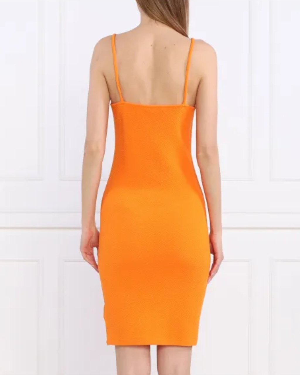 CALVIN KLEIN JEANS - Vibrant Orange Textured Slim Fit Dress